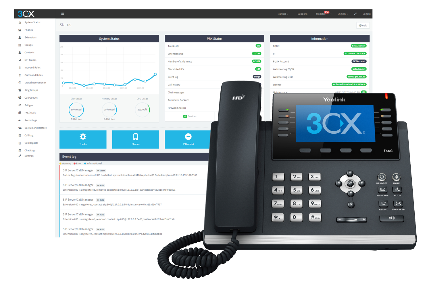 3CX Phone System ควบคุมระบบ PBX ของคุณ ใช้งานบน Windows, Linux หรือใน Cloud ได้