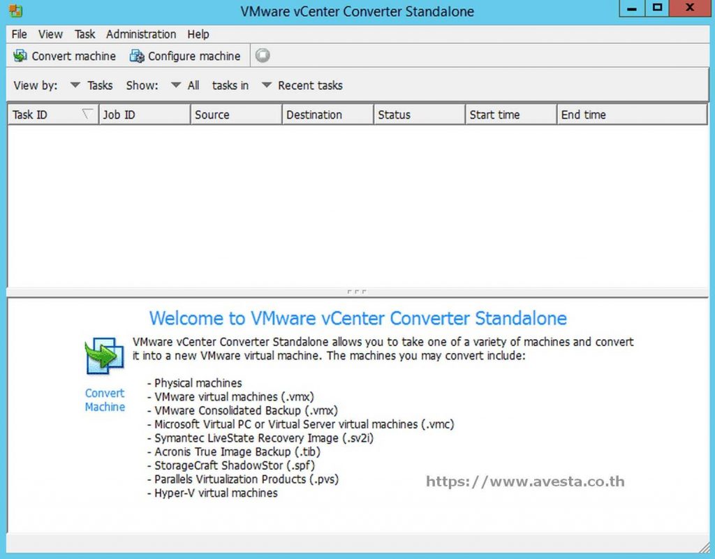 1. หน้าตาโปรแกรม VMware vCenter converter Standalone 