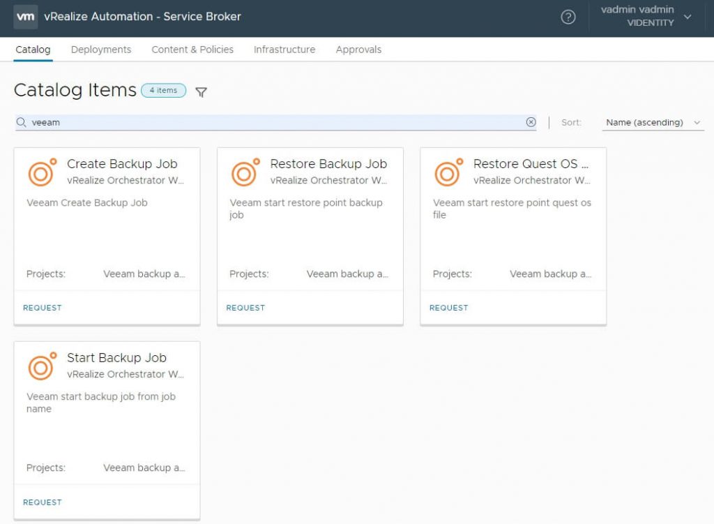 vRealize Automation pugin veeam