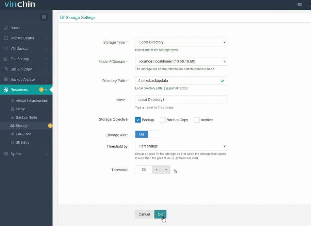 config Vinchin Backup & Recovery