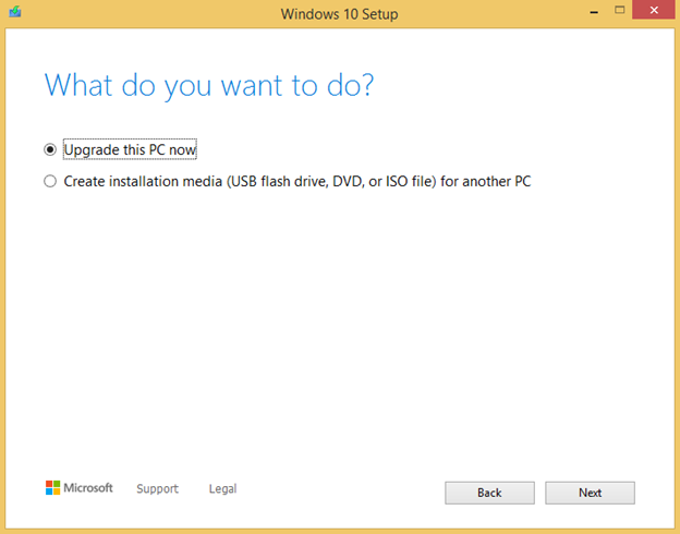 Upgrading from Windows 8-1 to Windows 10