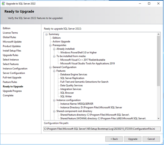 upgrading SQL Server 2022 Edition