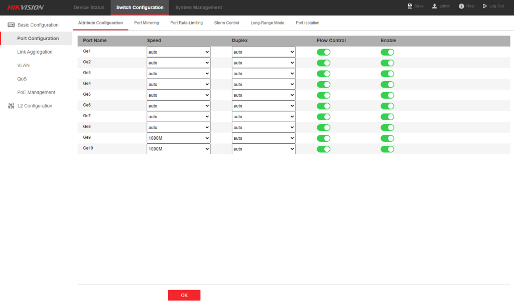 HIKVISION 8 Port Gigabit Smart POE Switch