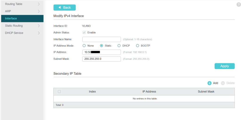 Interface Config