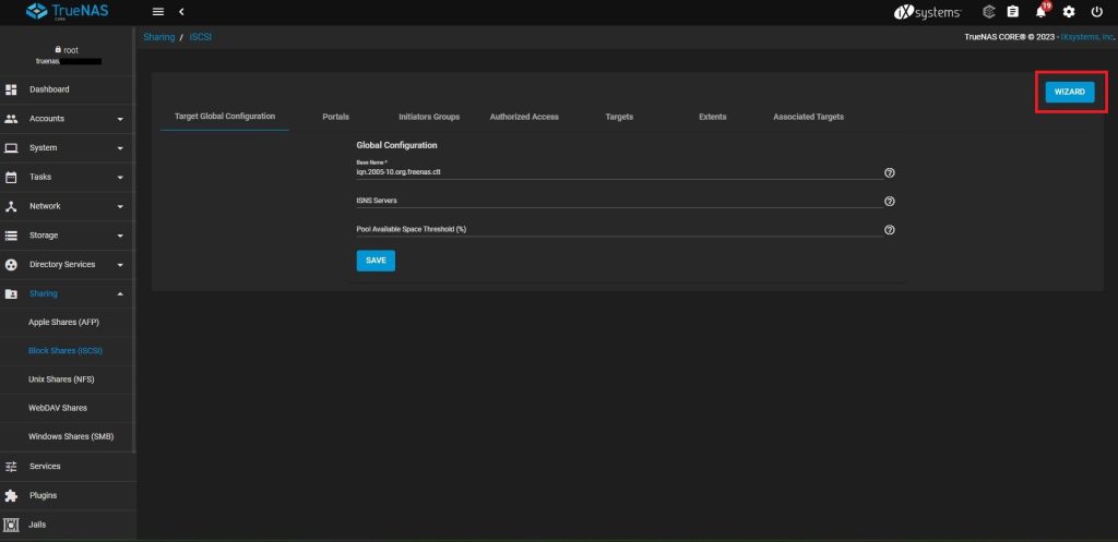 TrueNAS Sharing iSCSI