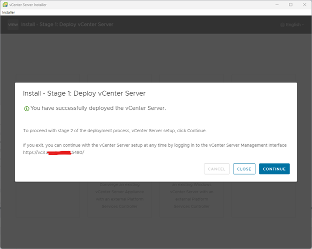 start the installation VMware vCenter Server Appliance 7
