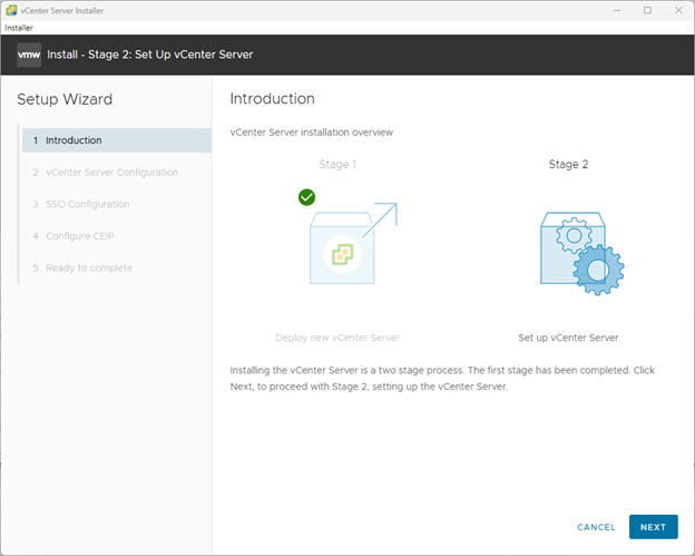 start the installation VMware vCenter Server Appliance 7