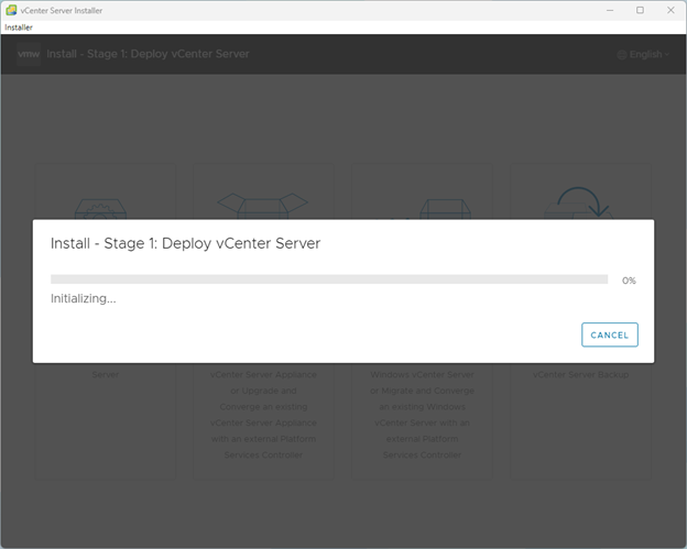 start the installation VMware vCenter Server Appliance 7