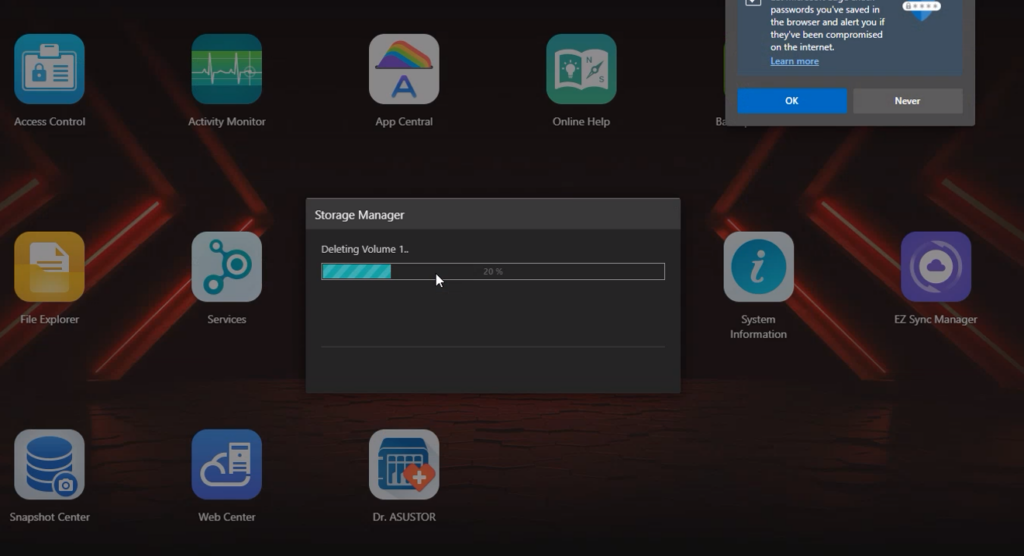 asustor delete storage manager
