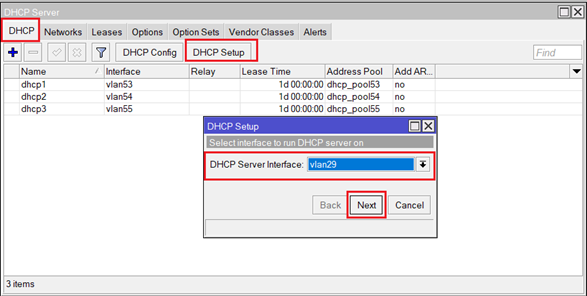 MikroTik DHCP server