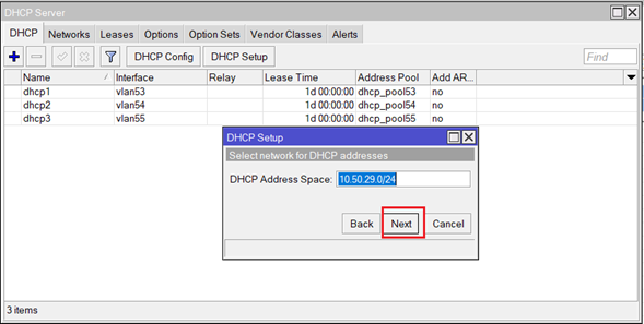 MikroTik DHCP server