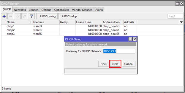 MikroTik DHCP server