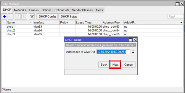 MikroTik DHCP server