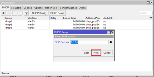 MikroTik DHCP server