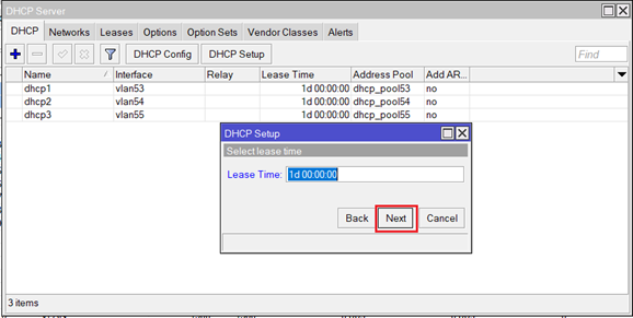 MikroTik DHCP server