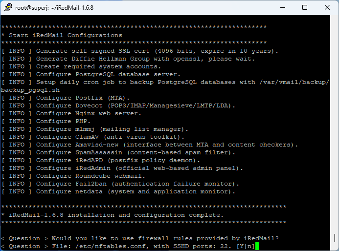 iREdmail firewall rule