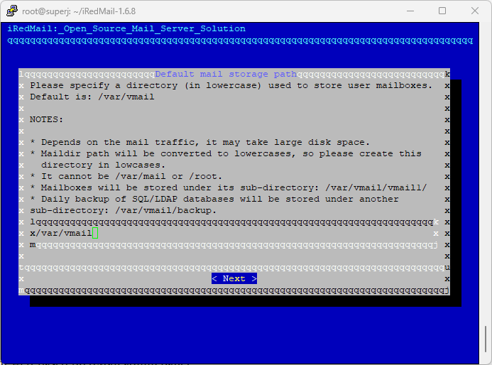 installing location for iRedMail
