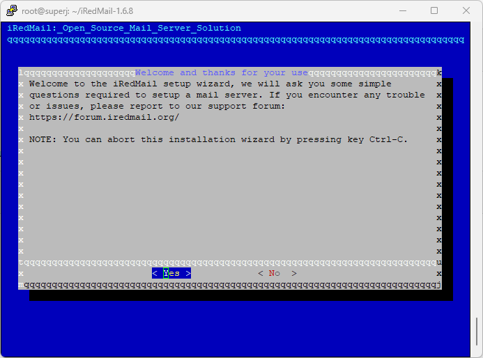 iRedMail First Screen