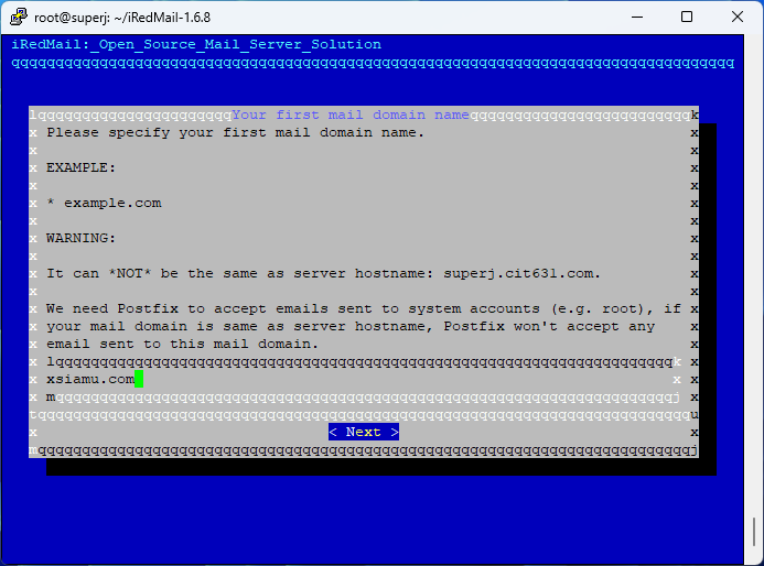 iRedMail specify domain name