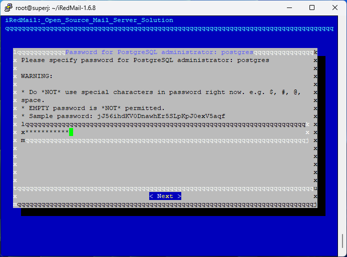 specify postgresql password
