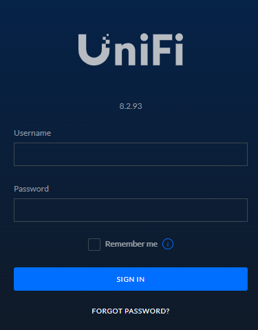 unifi network server login screen
