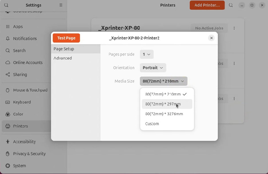 xprinter- seting printers